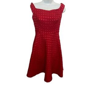 NWOT Anthropologie Moulinette Soeurs Red Off-Shoulder Dress Check Pattern  2​